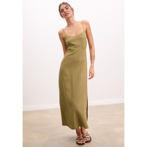 Robe longue à bretelles texturée XS - Stradivarius - Modalova