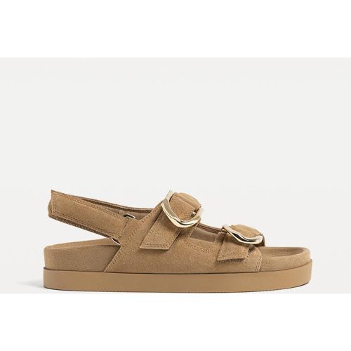 Sandales plates cuir boucles 35 - Stradivarius - Modalova