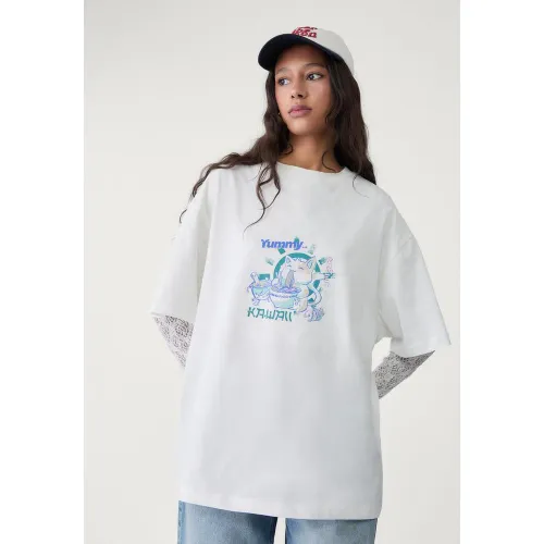 T-shirt oversize heavy cotton imprimé XS - Stradivarius - Modalova