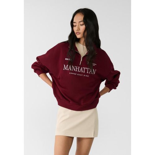 Sweat à fermeture Éclair et broderies XS - Stradivarius - Modalova