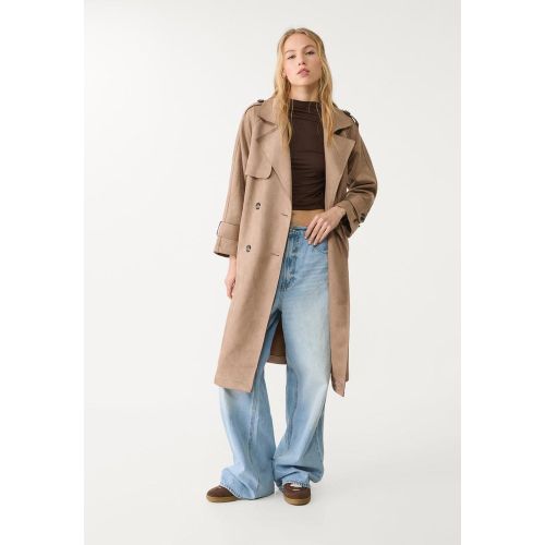 Trench long en suédine XS - Stradivarius - Modalova