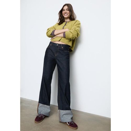 D65 Jean droit à revers DENIM DÉSENCOLLÉ DÉLAVÉ 32 - Stradivarius - Modalova