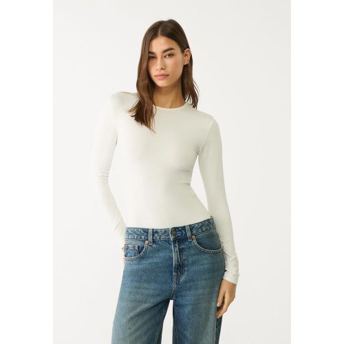 Body en polyamide à manches longues Écru XS - Stradivarius - Modalova