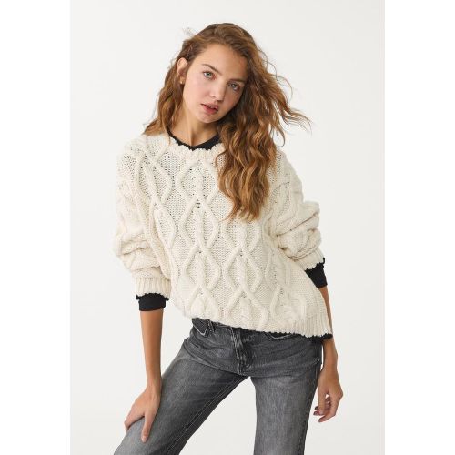 Pull en maille torsadée contrastante XS - Stradivarius - Modalova