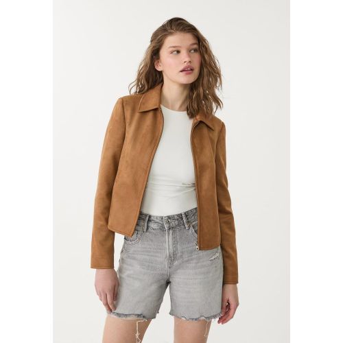 D93 Short denim longline DENIM GRIS FONCÉ DÉLAVÉ 32 - Stradivarius - Modalova