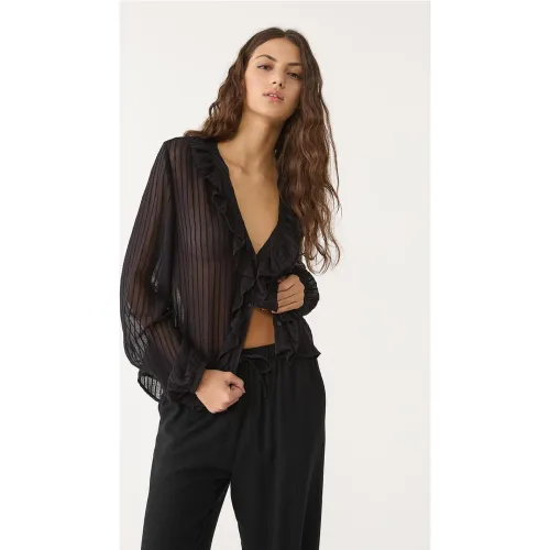 Chemise fluide à volants XS - Stradivarius - Modalova