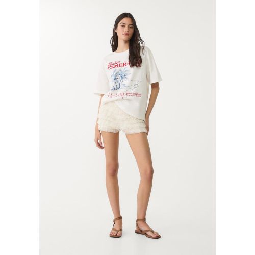 Shorts volants dentelle Écru XS - Stradivarius - Modalova