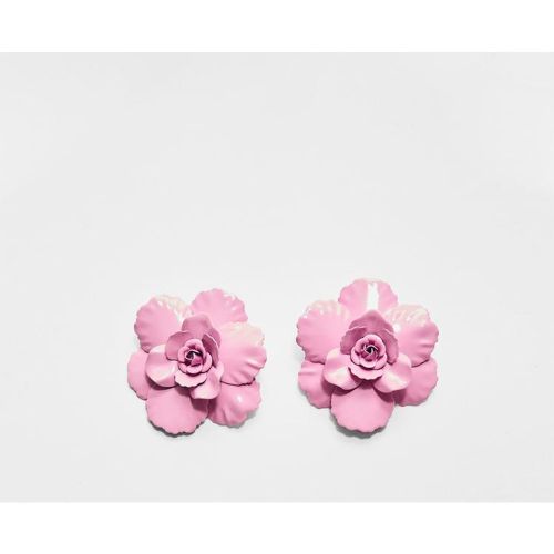Boucles d’oreilles fleur métallique contrastante OS - Stradivarius - Modalova