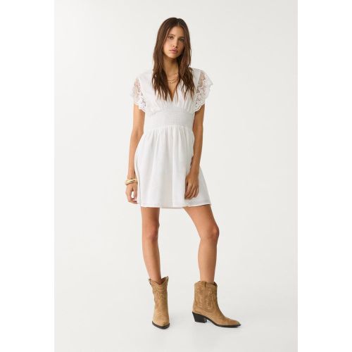 Robe courte manches ajourées XS - Stradivarius - Modalova