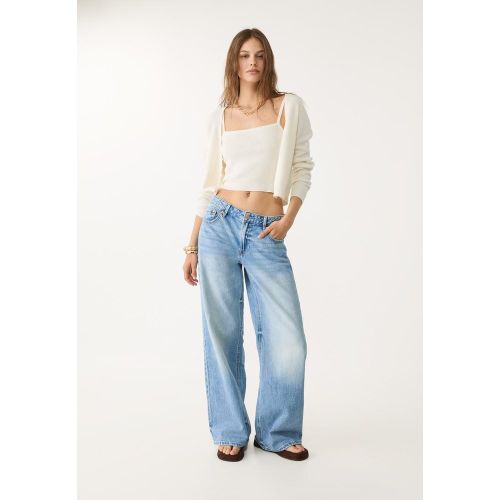 Top en maille à bretelles fines Écru XS - Stradivarius - Modalova