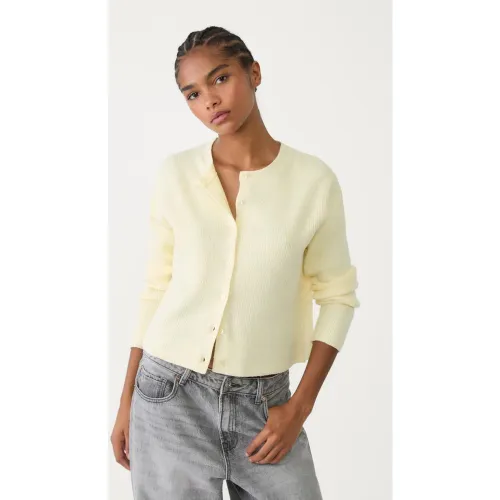 Veste en maille à boutons et bord-côte XS - Stradivarius - Modalova