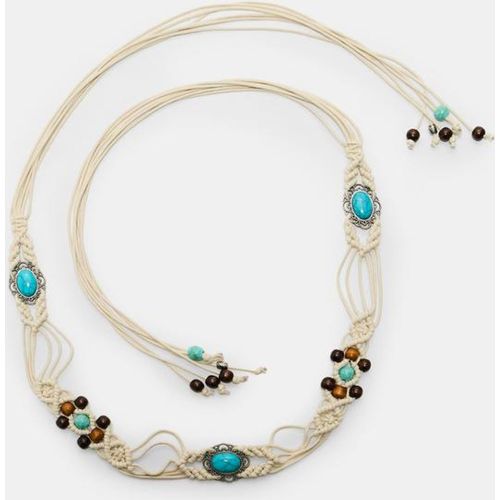 Ceinture macramé à perles Écru OS - Stradivarius - Modalova