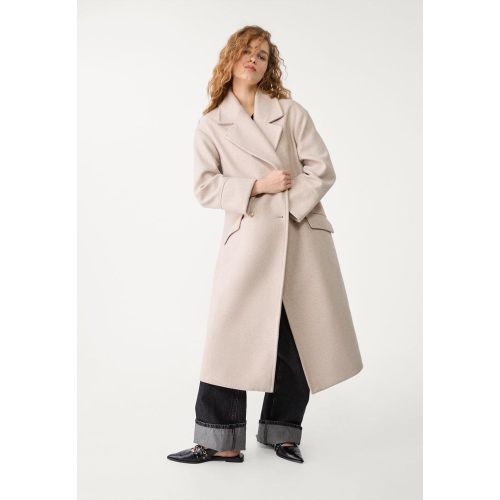 Manteau oversize doux au toucher Écru XS - Stradivarius - Modalova