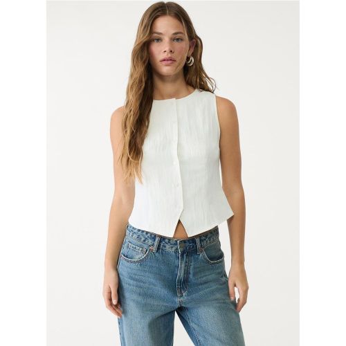 Top texturé à boutons Écru XS - Stradivarius - Modalova