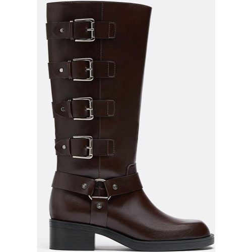 Bottes plates motard à boucles 35 - Stradivarius - Modalova