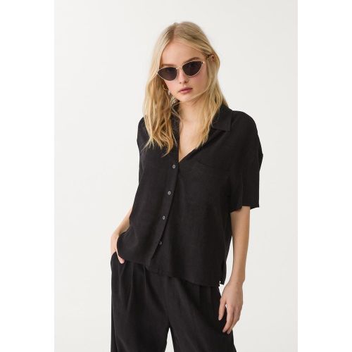 Chemise manches courtes avec lin XS - Stradivarius - Modalova