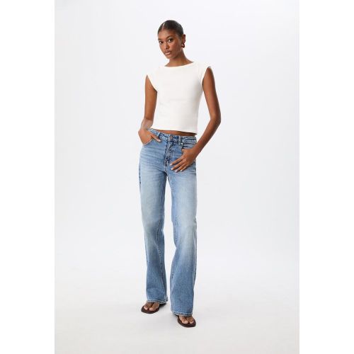 Jean droit confortable DENIM BLEU MOYEN DÉLAVÉ 32 - Stradivarius - Modalova