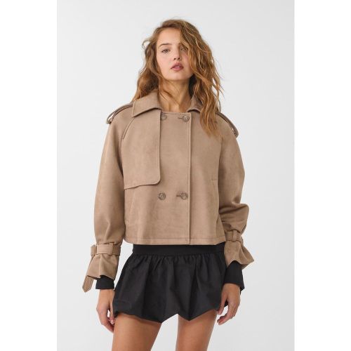 Trench court imitation daim XS - Stradivarius - Modalova