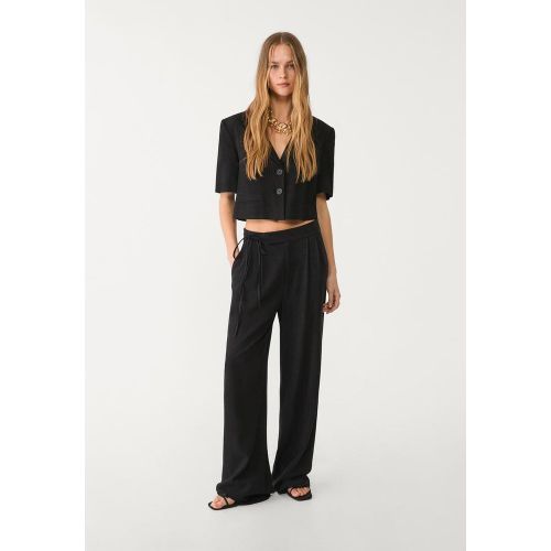Blazer court à manches courtes en lin XS - Stradivarius - Modalova