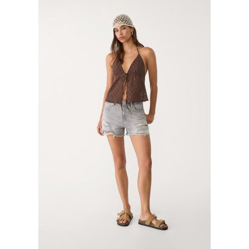 D75 Short en jean déchiré DENIM GRIS FONCÉ DÉLAVÉ 32 - Stradivarius - Modalova