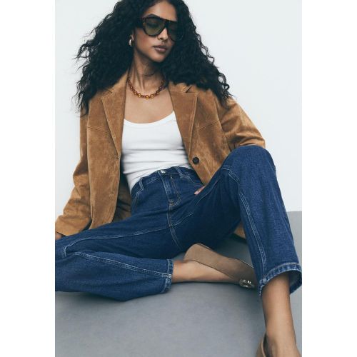 Jean mom fit slim DENIM DÉSENCOLLÉ DÉLAVÉ 32 - Stradivarius - Modalova