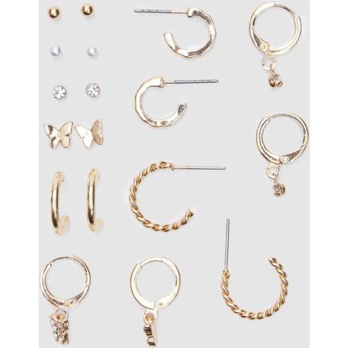 Pack 9 paires de boucles d’oreilles papillon et anneaux OS - Stradivarius - Modalova