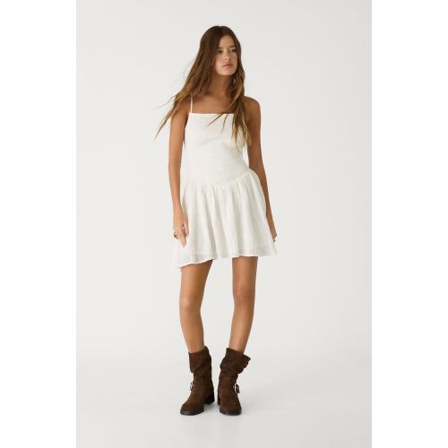 Robe courte à bretelles Écru XS - Stradivarius - Modalova