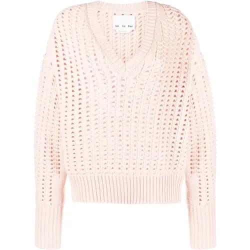 Knitwear > V-neck Knitwear - - Sa Su Phi - Modalova