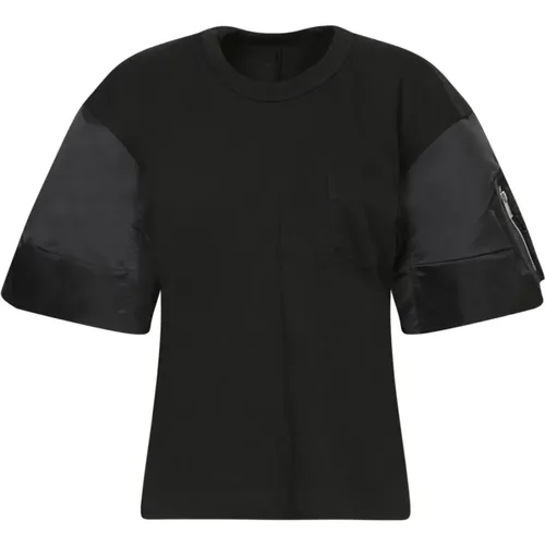 Sacai - Tops > T-Shirts - Black - Sacai - Modalova