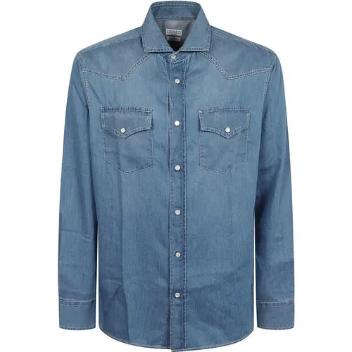 Shirts > Denim Shirts - - BRUNELLO CUCINELLI - Modalova