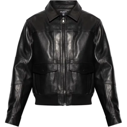 Jackets > Leather Jackets - - Balmain - Modalova