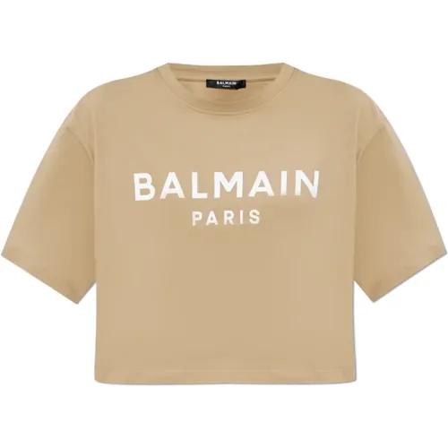 Balmain - Tops > T-Shirts - Beige - Balmain - Modalova