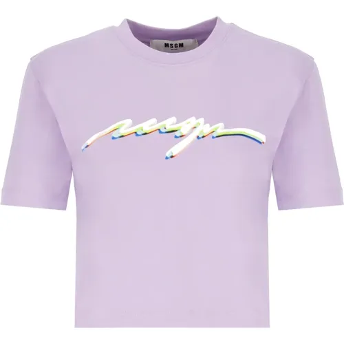 Msgm - Tops > T-Shirts - Purple - Msgm - Modalova