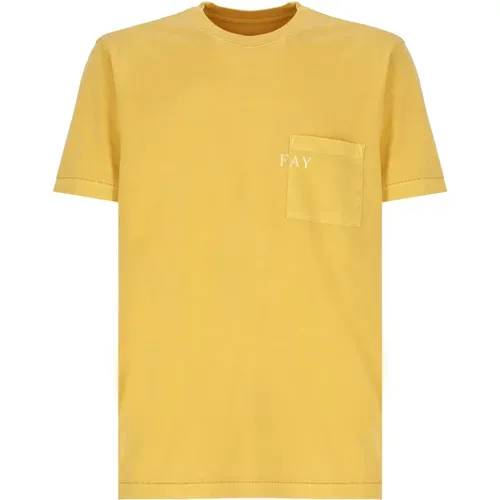 Fay - Tops > T-Shirts - Yellow - Fay - Modalova