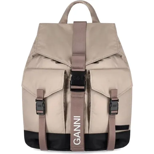 Ganni - Bags > Backpacks - Beige - Ganni - Modalova