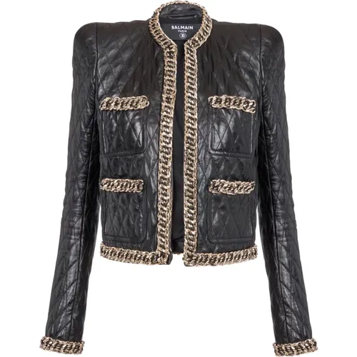 Jackets > Leather Jackets - - Balmain - Modalova