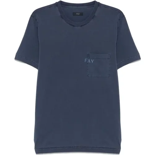 Fay - Tops > T-Shirts - Blue - Fay - Modalova