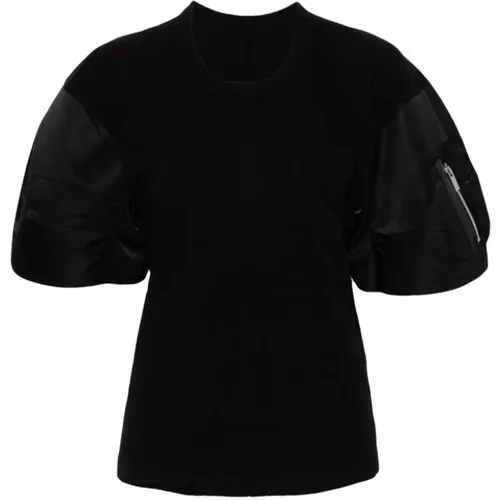 Sacai - Tops > T-Shirts - Black - Sacai - Modalova