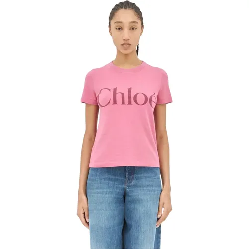 Chloé - Tops > T-Shirts - Pink - Chloé - Modalova