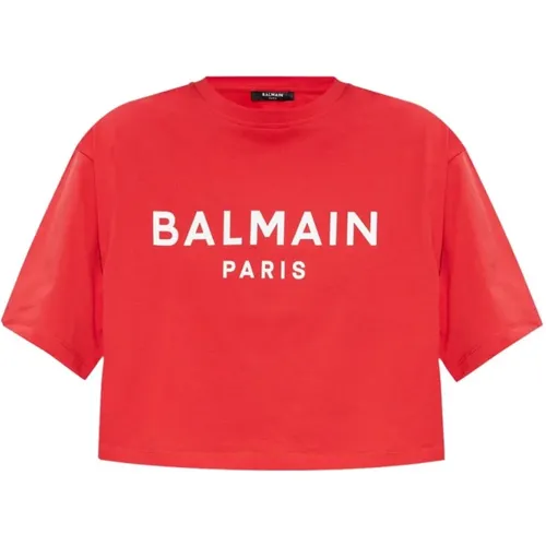 Balmain - Tops > T-Shirts - Red - Balmain - Modalova