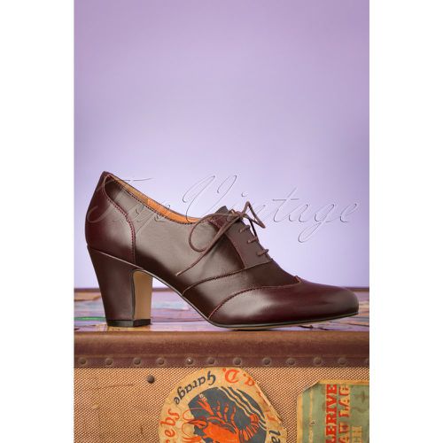 Back In The Day Leather Shoe Booties Années 40 en Lie de Vin - topvintage boutique collection - Modalova