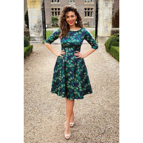 TopVintage exclusive ~ Adriana Peacock Long Sleeve Swing Dress Années 50 en Marine - topvintage boutique collection - Modalova