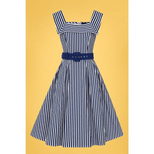 Gemmi Striped Swing Dress Années 50 en Marine et - collectif clothing - Modalova