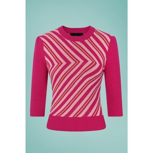 S Christie V Stripe Knitted Top in Raspberry - collectif clothing - Modalova