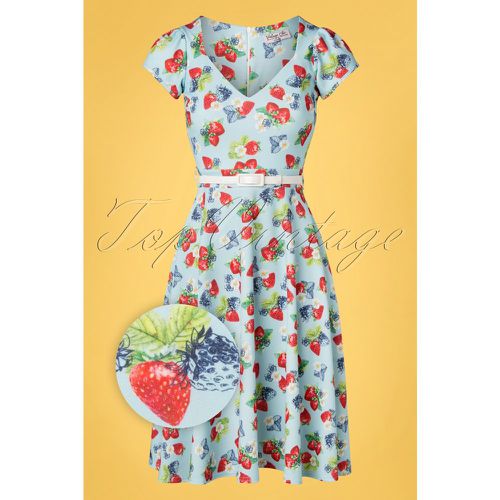 Resy Strawberry Swing Dress Années 50 en Pâle - vintage chic for topvintage - Modalova