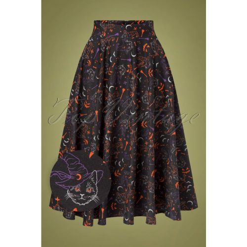 All Hallows Cat Swing Skirt Années 50 en - Banned Retro - Modalova