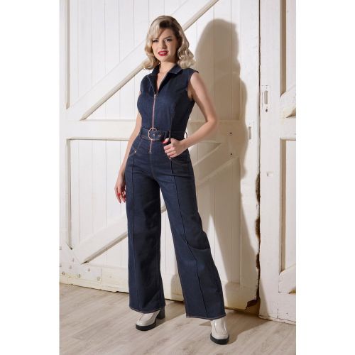 S Audrey Jumpsuit in Dark Denim - Rock-a-Booty - Modalova