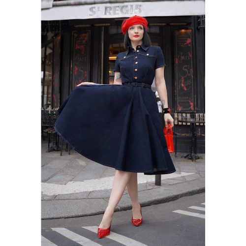 Tallulah Swing Dress en Bleu - Rock-a-Booty - Modalova