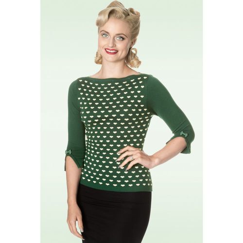 Addicted Charming Heart Sweater Années 1960 en Sapin - Banned Retro - Modalova