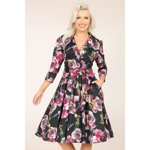 Robe Corolle Fleurie Fiona en Noir - hearts & roses - Modalova